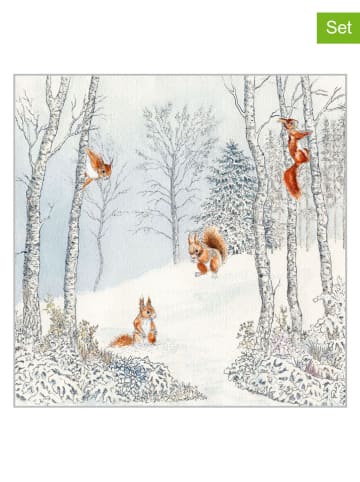 ppd 2-delige set: servetten " Ecureuil" lichtblauw/wit - 2x 20 stuks