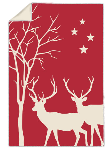 ppd Koc "Winter Deers" w kolorze czerwonym - 220 x 150 cm