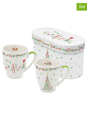 ppd 2er-Set: Jumbotassen "Turnowsky's X-Mas" in Weiß/ Grün - 350 ml