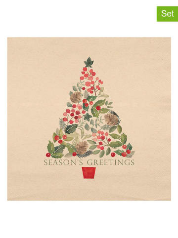 ppd 2er-Set: Servietten "Merry Greetings" in Beige - 2x 20 Stück