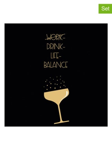 ppd 2er-Set: Servietten "Drink-Life-Balance" in Schwarz - 2x 20 Stück