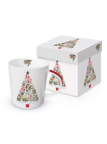 ppd Jumbotasse "Merry Greetings" in Weiß - 350 ml