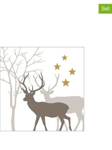 ppd 2er-Set: Servietten "Winter Deers" in Weiß/ Bunt - 2x 20 Stück