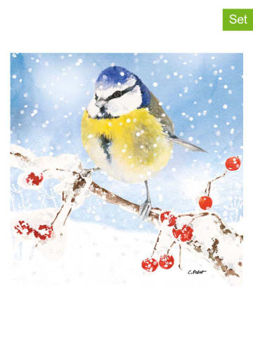 ppd 2er-Set: Servietten "Oiseau" in Blau/ Gelb - 2x 20 Stück