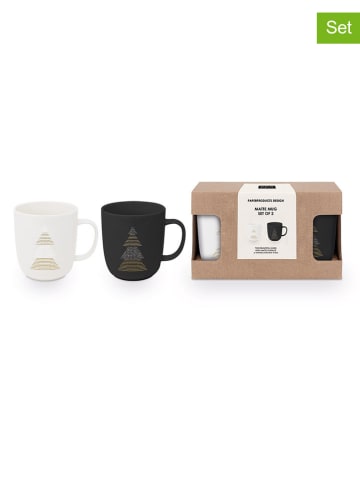 ppd 2er-Set: Jumbotassen ''Pure Christmas'' in Weiß/ Schwarz - 400 ml