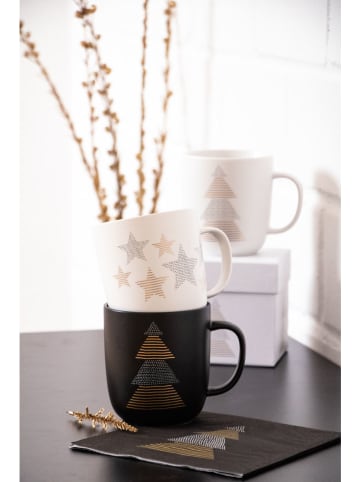 ppd 2er-Set: Jumbotassen ''Pure Christmas'' in Weiß/ Schwarz - 400 ml