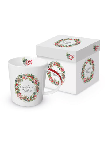 ppd Jumbotasse "Merry Wreath" in Weiß - 350 ml