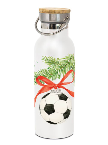 ppd Edelstahl-Thermoflasche "Football Ornament" in Weiß - 500 ml
