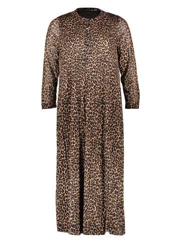 Oui Jurk lichtbruin/zwart