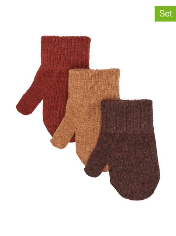 mikk-line 3er-Set: Fästlinge in Dunkelbraun/ Camel/ Bordeaux