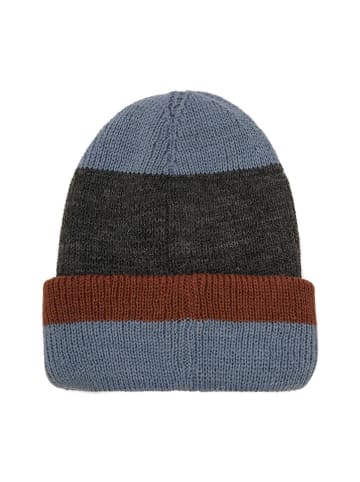 Color Kids Beanie in Grau/ Blau/ Hellbraun