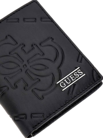 Guess Skórzany portfel w kolorze czarnym - 9 x 10,5 x 1,5 cm