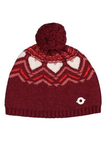 KARI TRAA Czapka w kolorze bordowo-białym