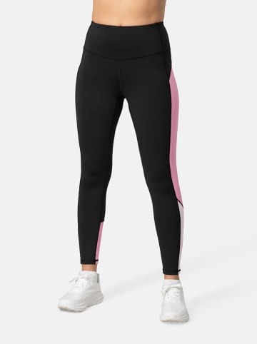KARI TRAA Legginsy sportowe "Molly" w kolorze czarno-jasnoróżowym