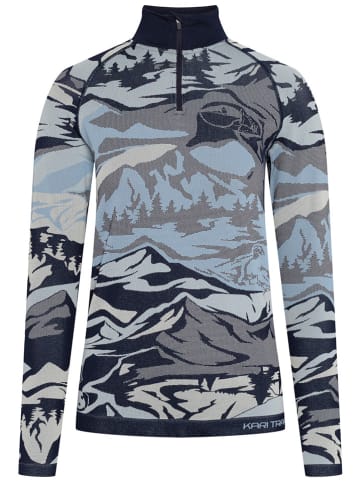 KARI TRAA Functionele longsleeve "Mille" donkerblauw/lichtblauw