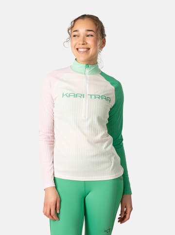 KARI TRAA Functionele longsleeve "Ella" crème/lichtroze/groen