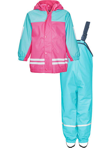 Playshoes 2-delige regenoutfit lichtblauw/roze