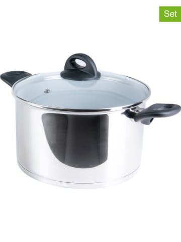 Genius 2-delige pannenset ''Cerafit Steel'' zilverkleurig - Ø 24 cm