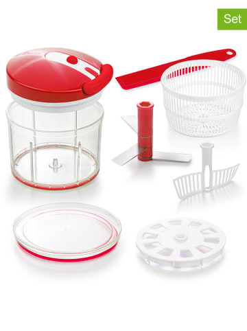 Genius 9-częściowy zestaw "Nicer Dicer Twist" w kolorze czerwonym