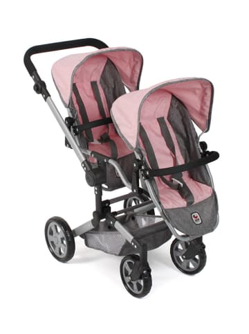 Bayer CHIC 2000 Wózek podwójny "Linus Duo" w kolorze jasnoróżowym dla lalek - 3+