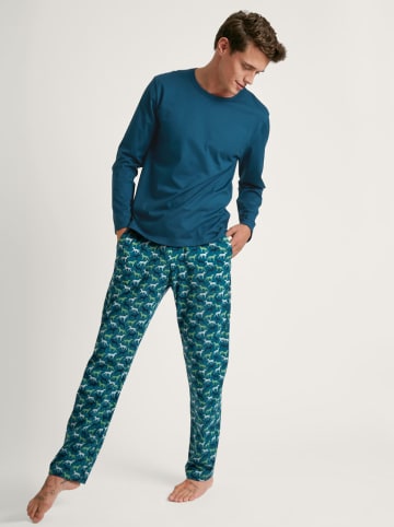 Calida Pyjama-Hose in Blau/ Grün