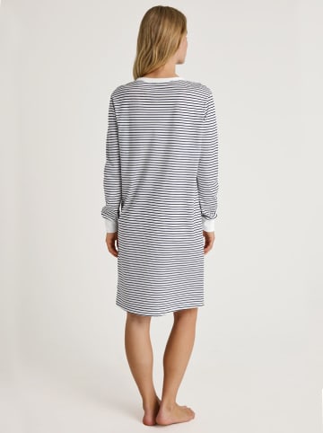 Calida Nachthemd in Weiß/ Dunkelblau