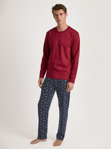 Calida Pyjama in Rot/ Dunkelblau
