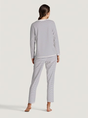 Calida Pyjama in Weiß/ Dunkelblau