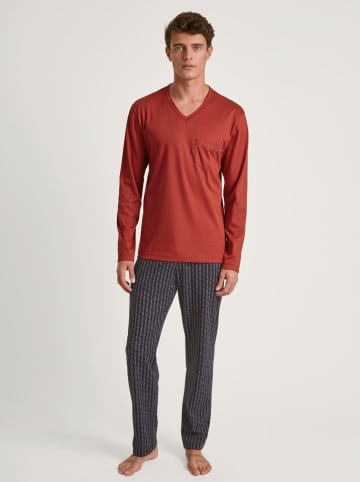 Calida Pyjama in Rot/ Dunkelblau