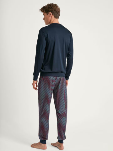 Calida Pyjama in Blau/ Dunkelblau