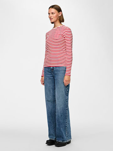 Pieces Koszulka "Ruka" w kolorze czerwono-białym