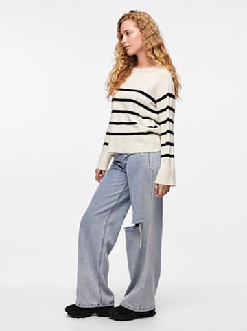 Pieces Koszulka w kolorze kremowo-czarnym