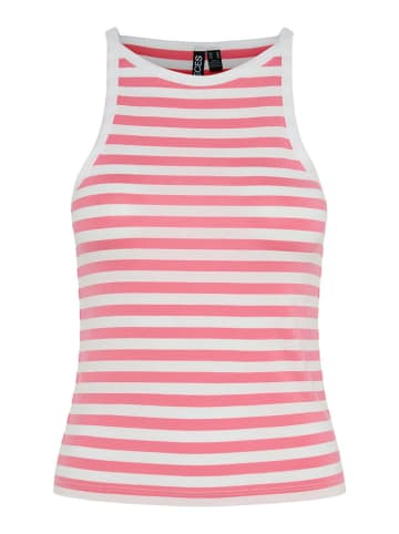 Pieces Top "Jane" in Rosa/Weiß