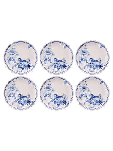 Hermia 6-delige set: dessertborden wit/blauw - Ø 19,3 cm