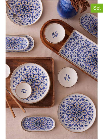 Hermia 15-częściowy zestaw śniadaniowy w kolorze biało-niebieskim