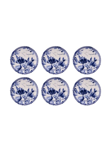 Hermia 6er-Set: Dessertteller in Weiß/ Dunkelblau - Ø 19,3 cm