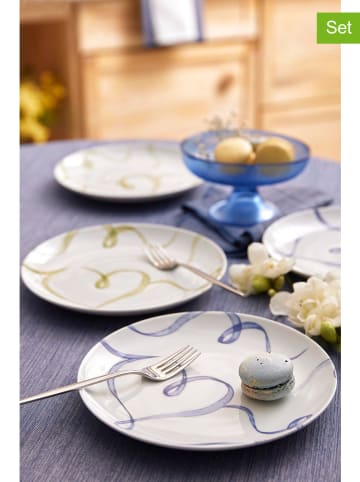 Hermia 4er-Set: Dessertteller in Weiß/ Blau/ Grün - Ø 21 cm