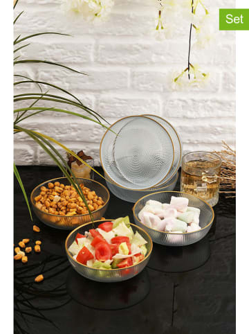 Hermia 6er-Set: Servierschalen in Transparent/ Gold - Ø 14 cm