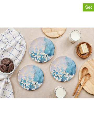 Hermia 6-delige set: dessertborden crème/turquoise - Ø 19,3 cm