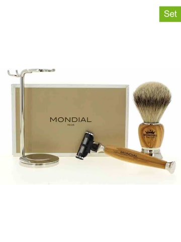 Mondial 3tlg. Rasier-Set in Hellbraun