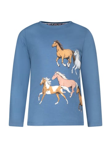 Salt and Pepper Longsleeve "Horses" in Blau