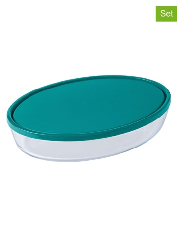 Pyrex 2-delige set: ovenvorm met deksel "Cook & Store" groen - 3 l