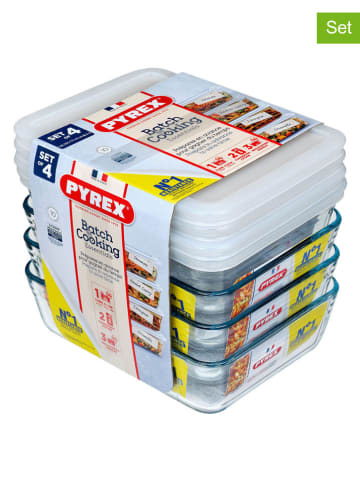 Pyrex 4er-Set: Frischhaltedosen "Batch Cook Cook & Freeze" in Weiß - 1,5 l