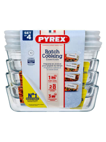 Pyrex 4er-Set: Frischhaltedosen "Batch Cook Cook & Freeze" in Weiß - 1,5 l