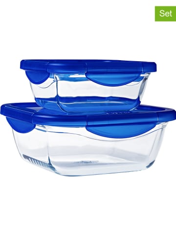 Pyrex 2er-Set: Glasdosen "Cook & Go" in Blau