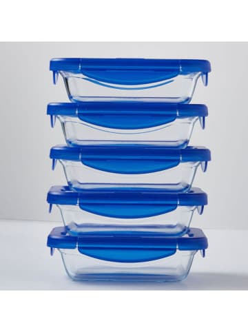 Pyrex 5-delige set: vershouddozen "Cook&Go" blauw - 800 ml