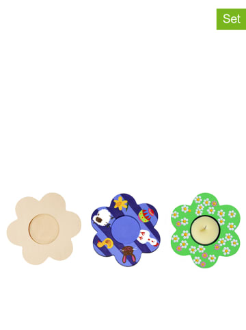 SUNNYSUE 3er-Set: Teelichthalter "Blume" in Natur