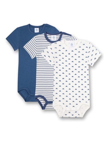 Sanetta 3-delige set: rompers donkerblauw/wit