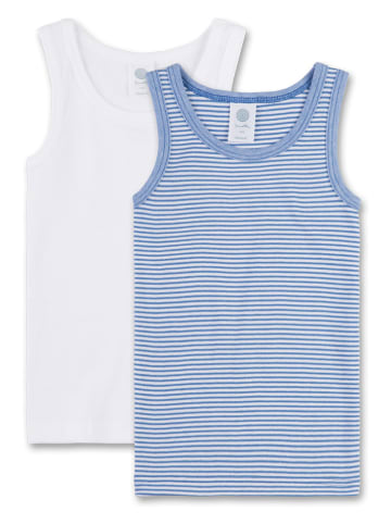 Sanetta 2-delige set: onderhemden wit/blauw