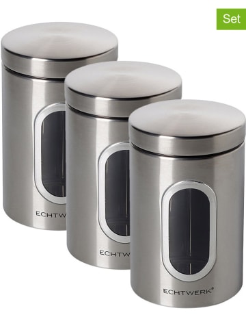 Echtwerk 3-delige set: voorraadpotten zilverkleurig - 1,4 l